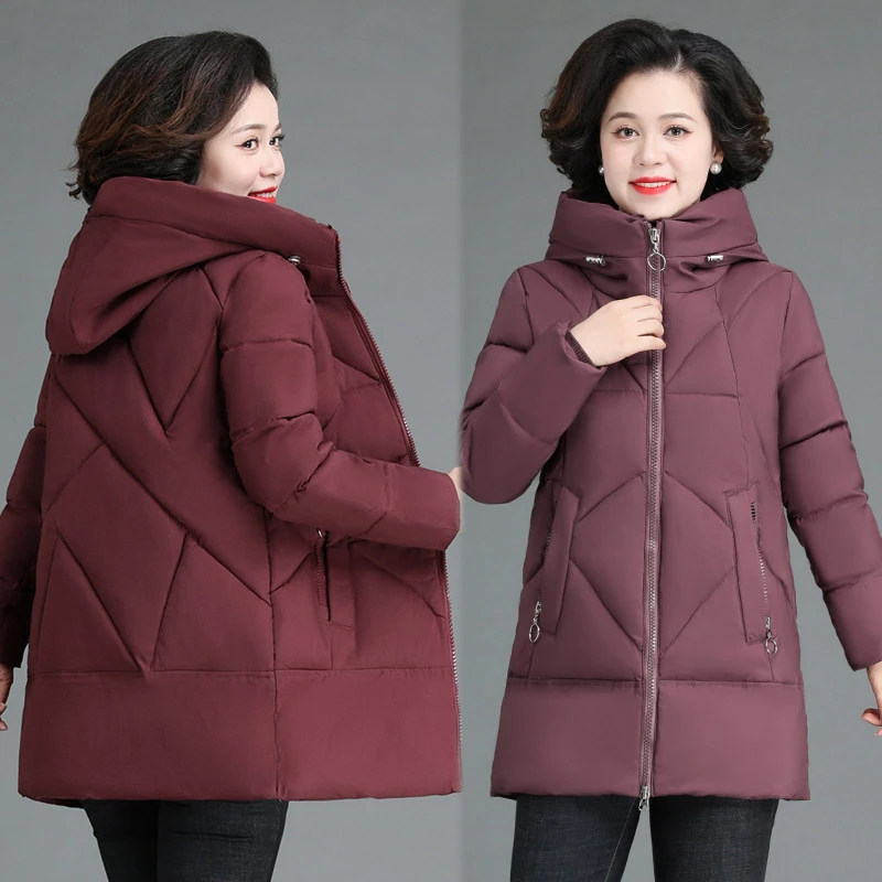 妈妈装棉衣加绒加厚外套母亲洋气衣服新款冬装中老年女装棉服棉袄