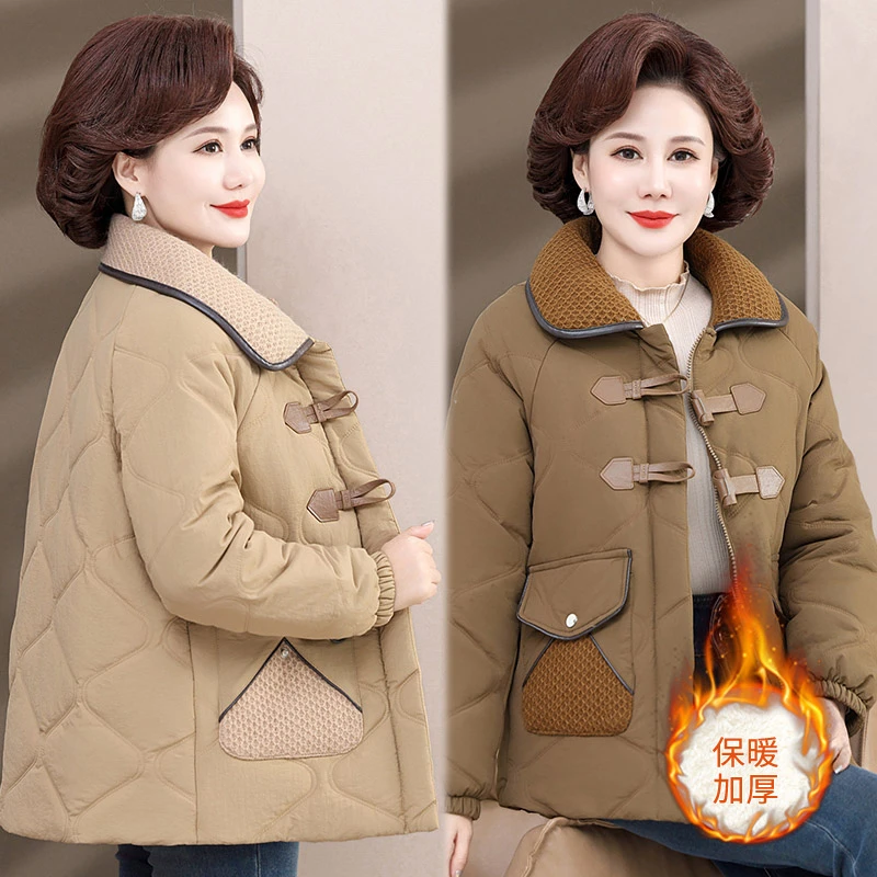 妈妈装外套洋气棉袄母亲衣服高贵国风中老年人棉衣女短款冬装棉服