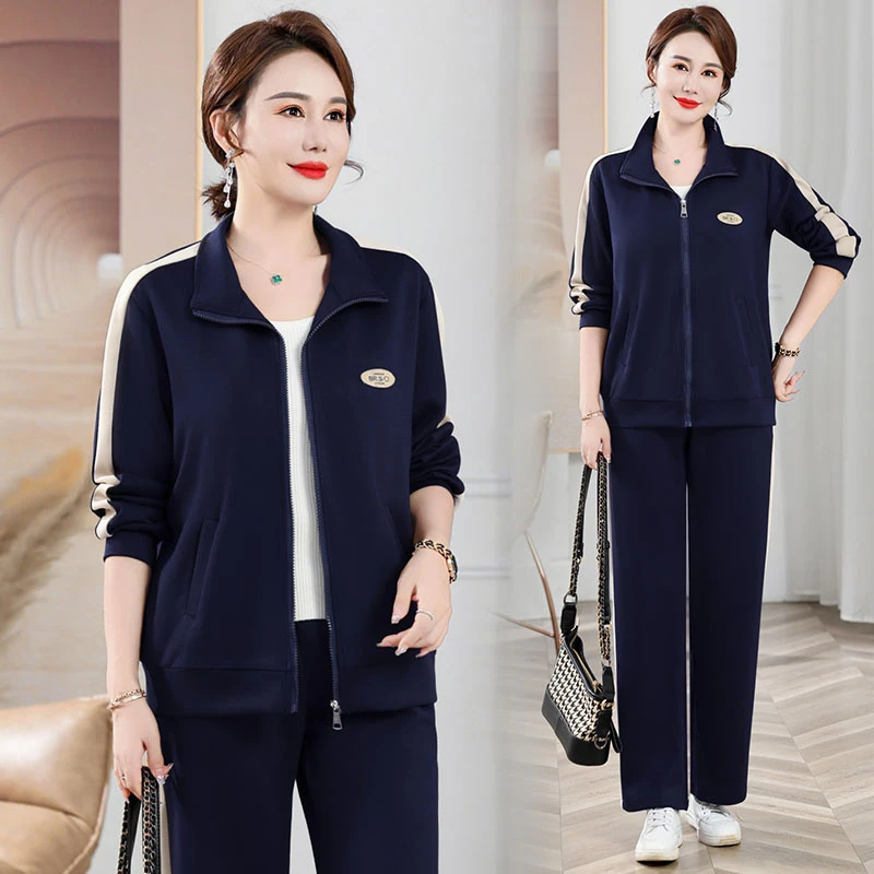 中老年女装春秋运动服套装中年母亲洋气衣服外套妈妈装春装两件套