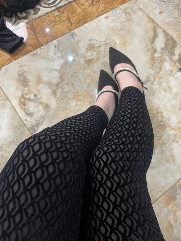 一品奴新款丝绒提花加绒保暖打底裤