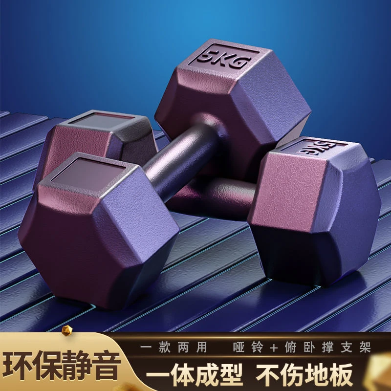 家用哑铃男士健身器材女士六角小哑铃儿童运动一对学单只6斤一只1