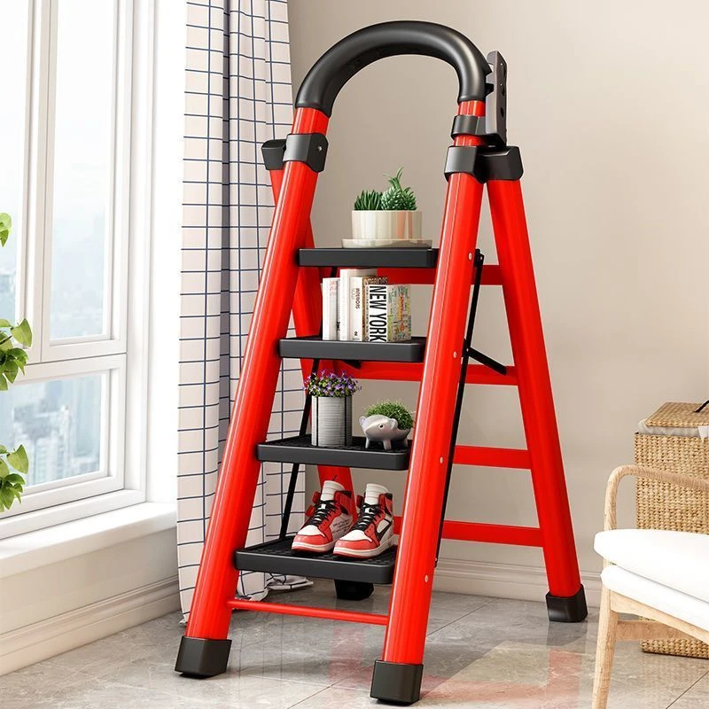 梯子家用折叠加厚加粗人字梯伸缩楼梯踏板工程梯五步四步室内扶梯