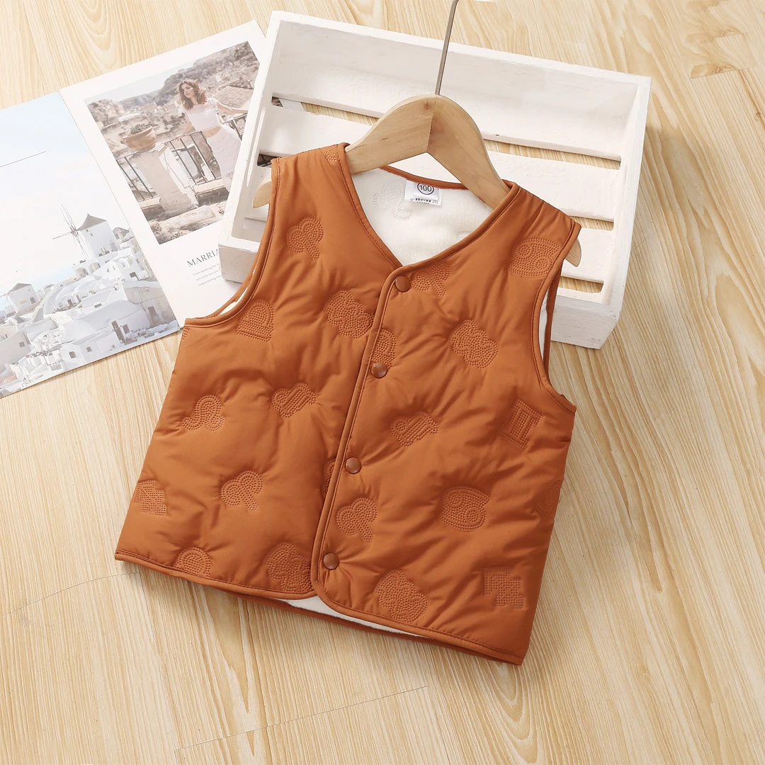 秋冬季儿童马甲男童女童宝宝婴儿坎肩加绒保暖夹棉背心童装