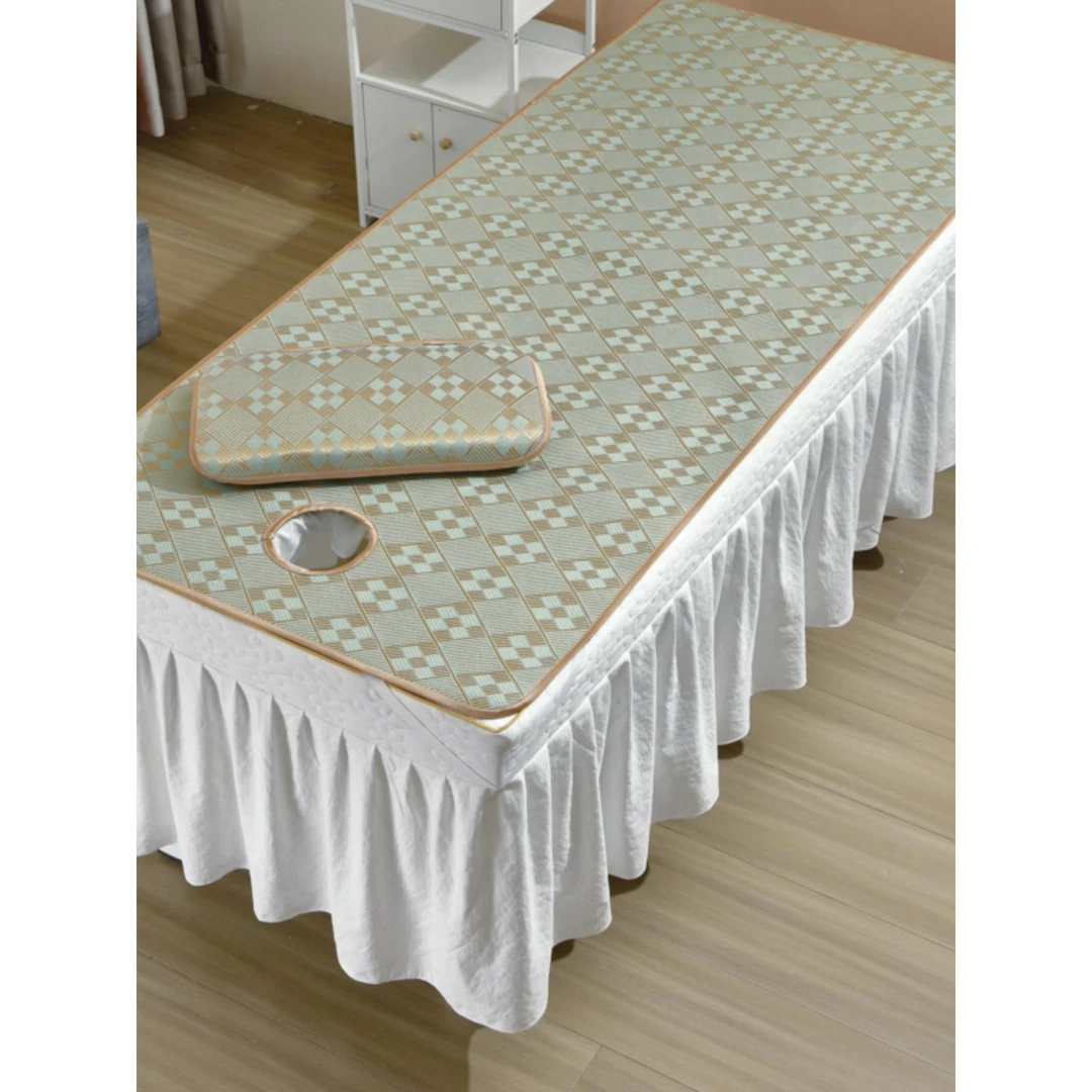 美容床冰丝藤席夏季带洞按摩理疗推拿软席可水洗美容院专用小席子