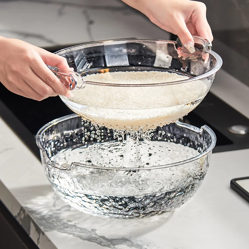 抢【包邮】厨房洗菜盆沥水篮双层加厚客厅水果盘滤水淘米神器菜篮子