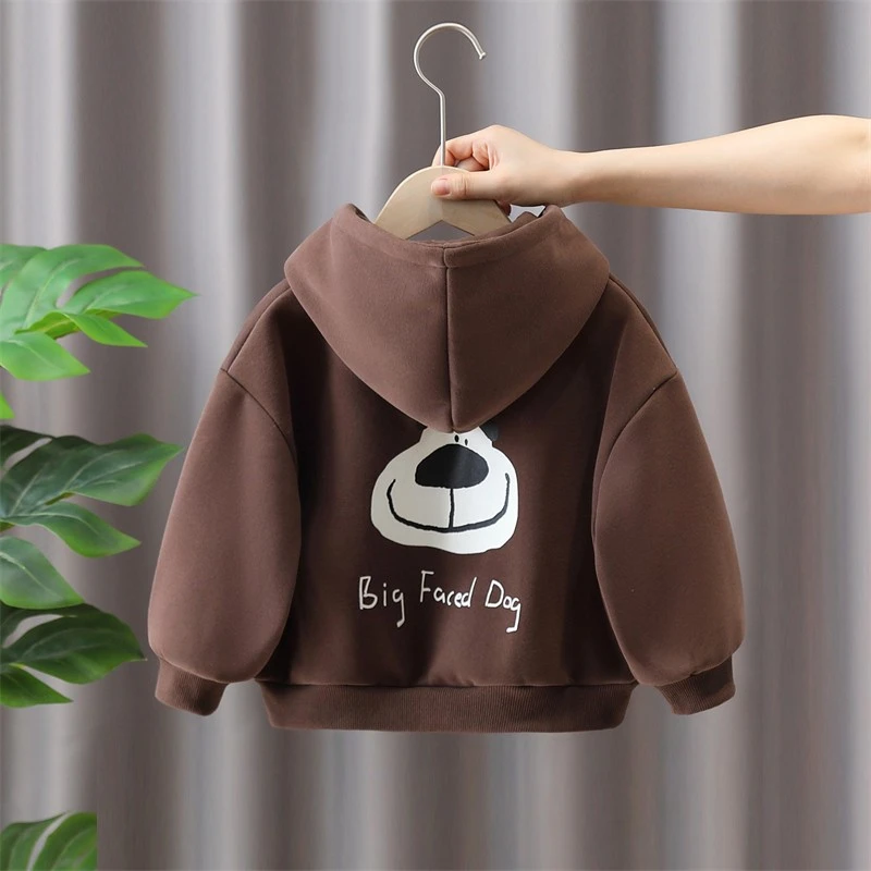 男童加绒加厚连帽卫衣外套2024秋冬款儿童保暖宝宝童装一体绒上衣