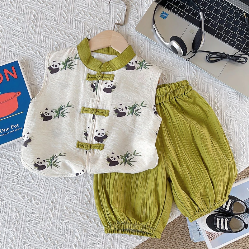 中国风汉服短袖套装两件套幼儿男童装婴儿夏季无唐装儿女小童复古