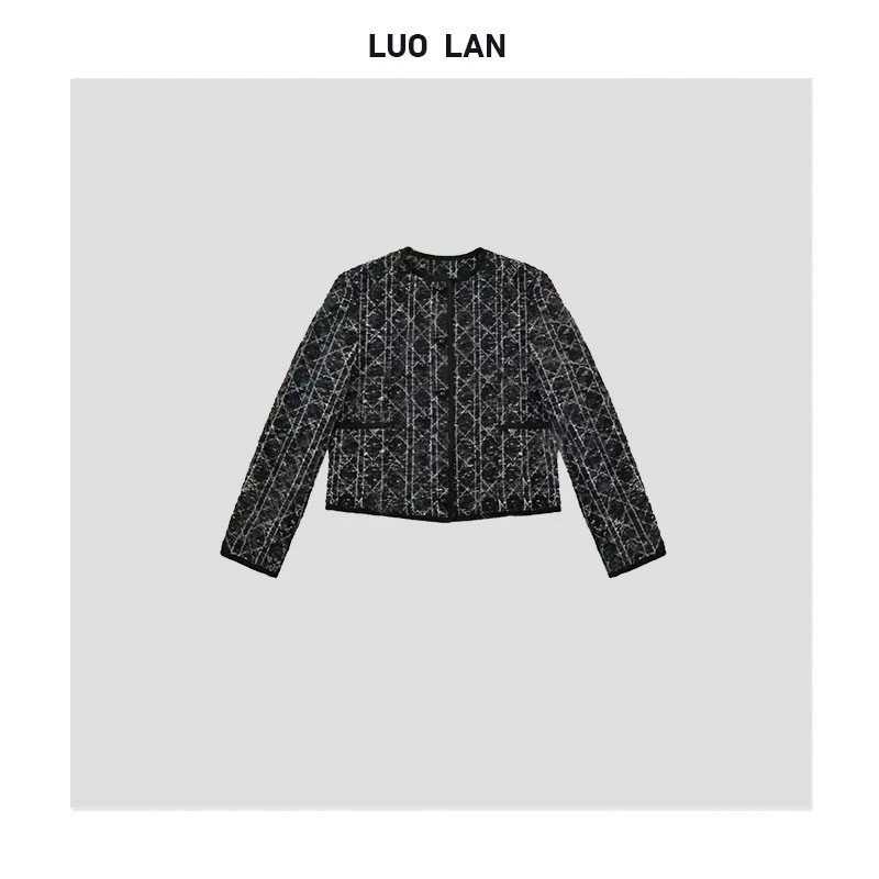 ////2024秋新款藤格纹定制粗花肌理感小香风外套 YLM0046