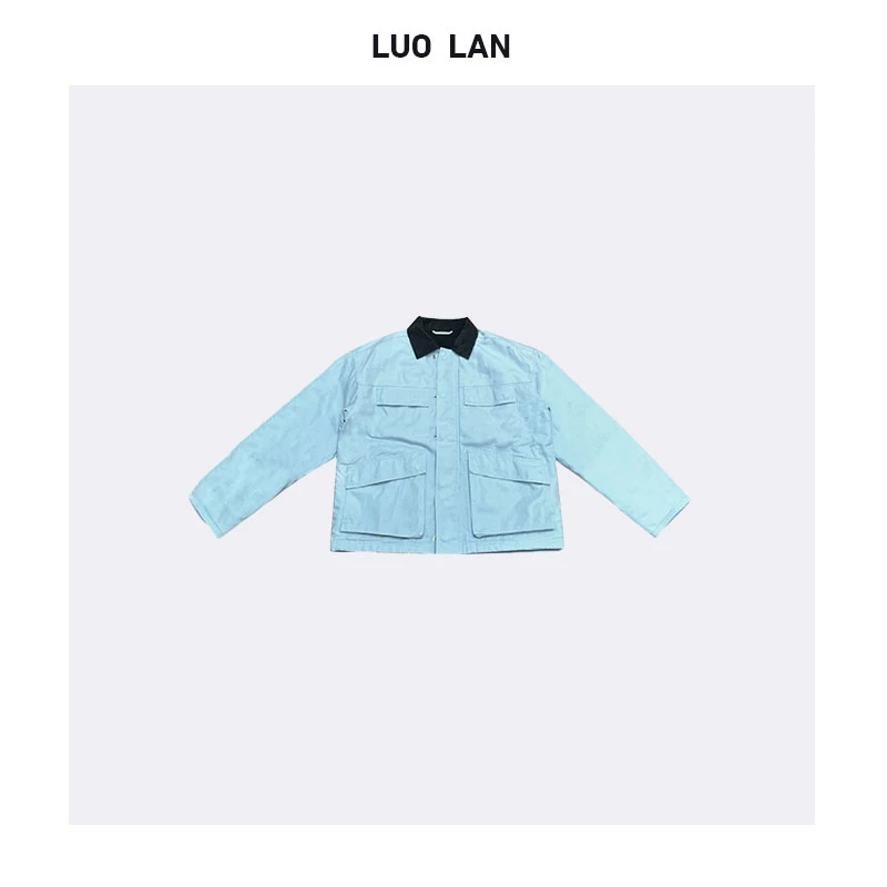 【KAREN】 美式复古翻领工装风多口袋休闲棉服夹克 YLM00249