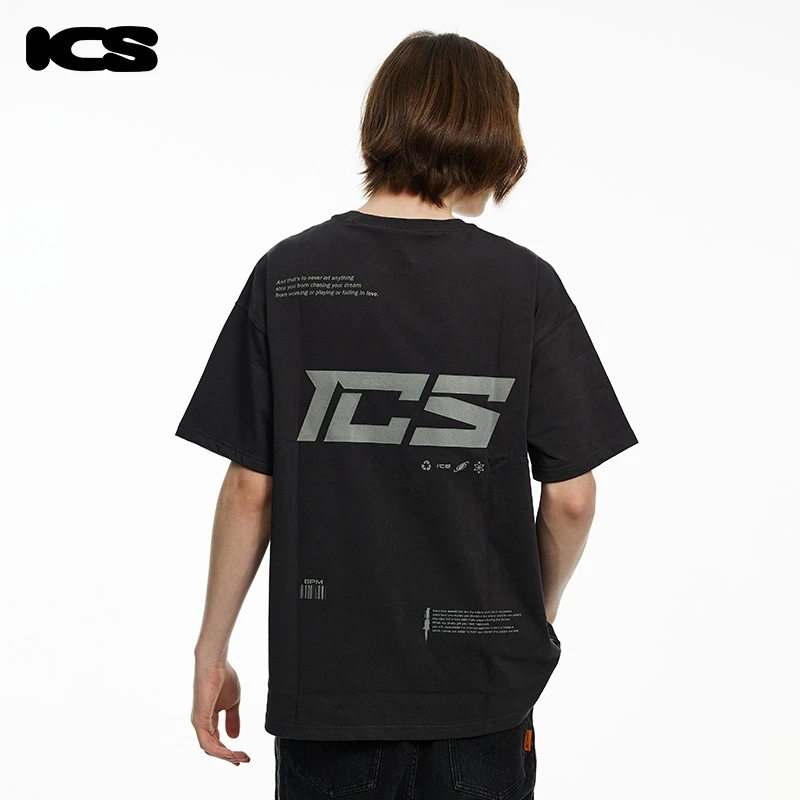 ics丨ICONSLAB未来科技高街异形logo短袖T恤男美式重磅T恤潮牌