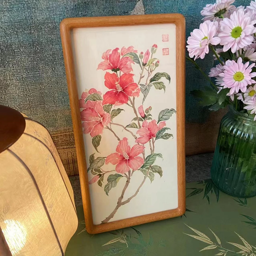 摆台装饰画新年礼品个人手工艺新中式氛围感圆角木框精品-可私定