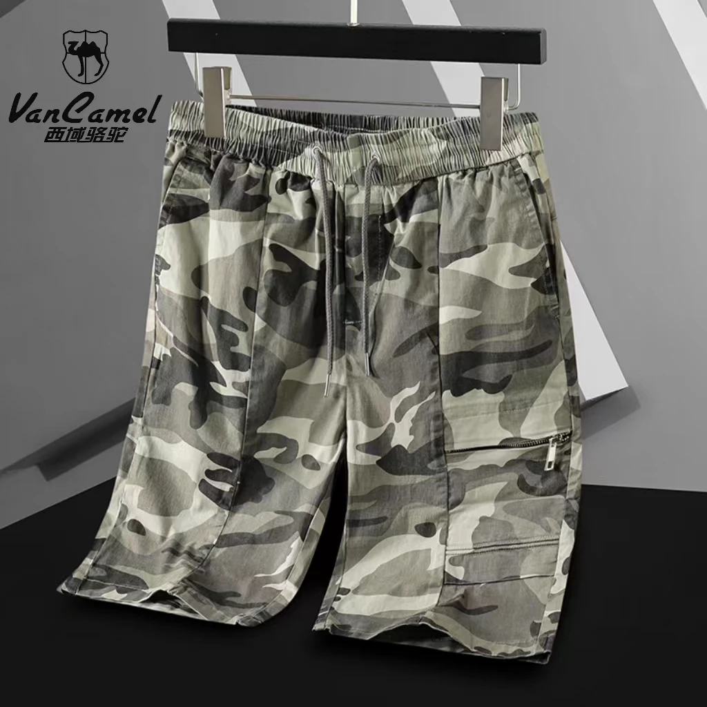 西域骆驼夏季迷彩短裤男士宽松五分裤休闲军旅工装直筒潮牌五分裤