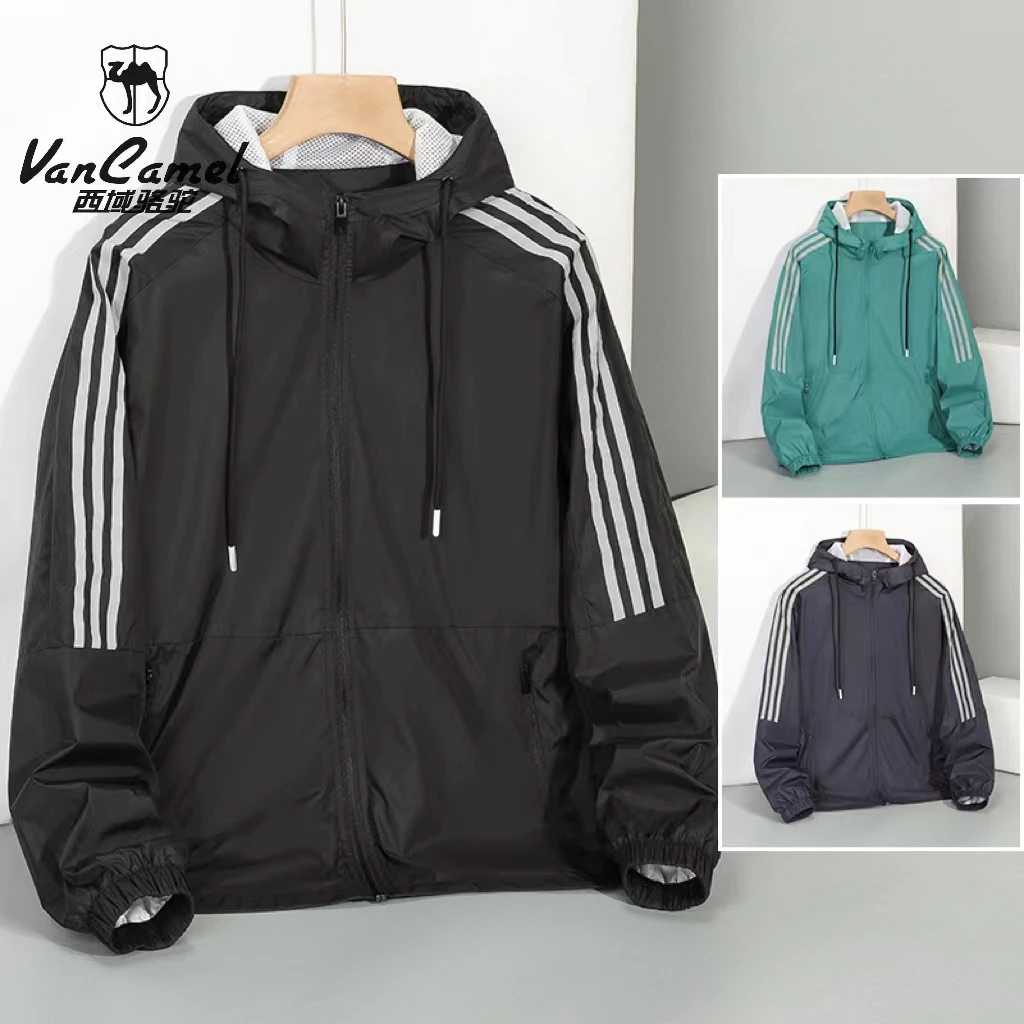 西域骆驼男女春秋运动春季连帽夹克上衣情侣装外套百搭宽松运动风