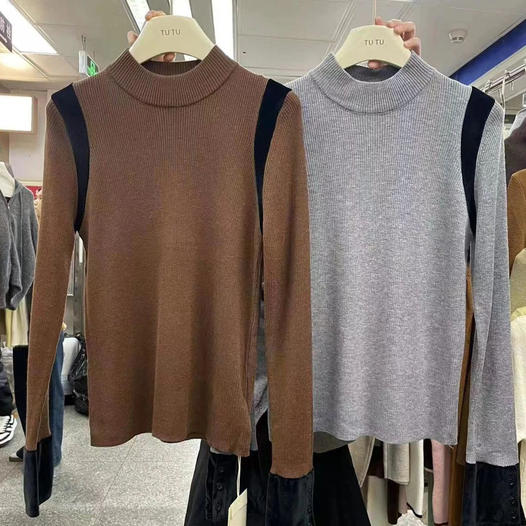 肩膀设计打底毛衣