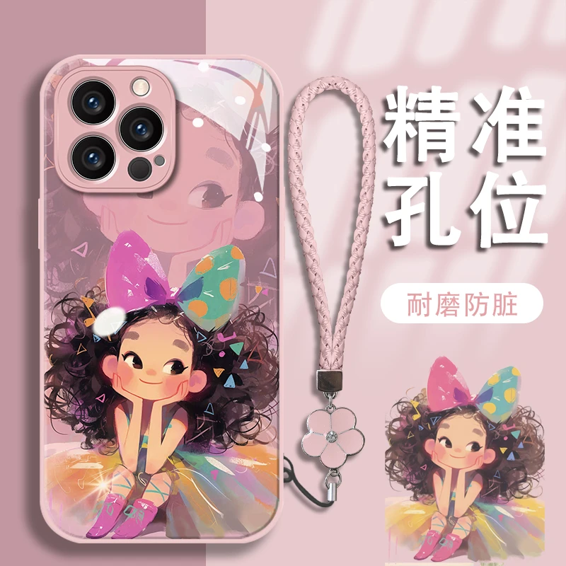 彩虹女孩苹果15新款全包手机壳vivo_oppo华为mate60pro玻璃壳女14