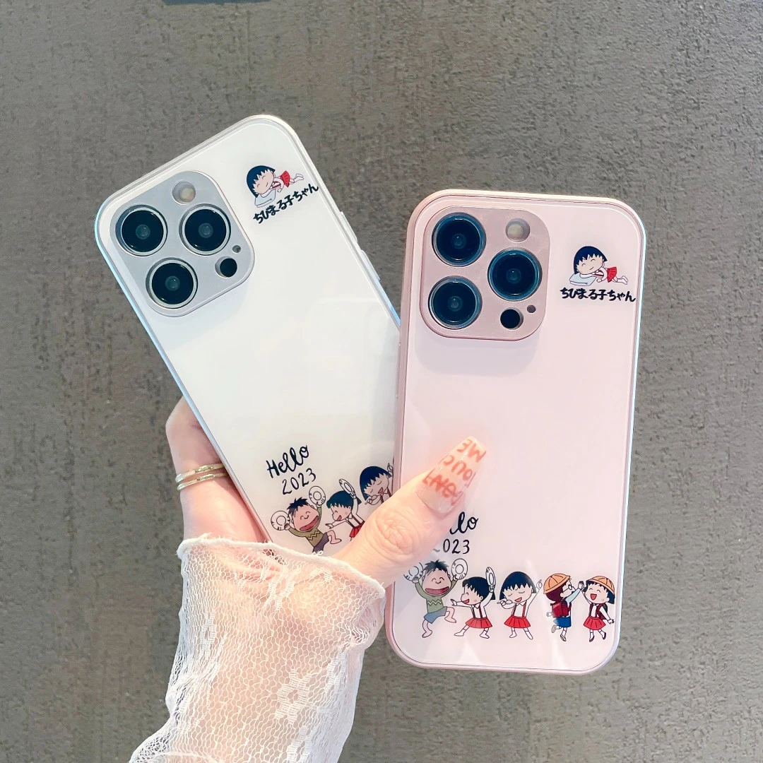 可爱小新玻璃壳适用苹果15华为荣耀_OPPOVIVO小米14手机壳卡通