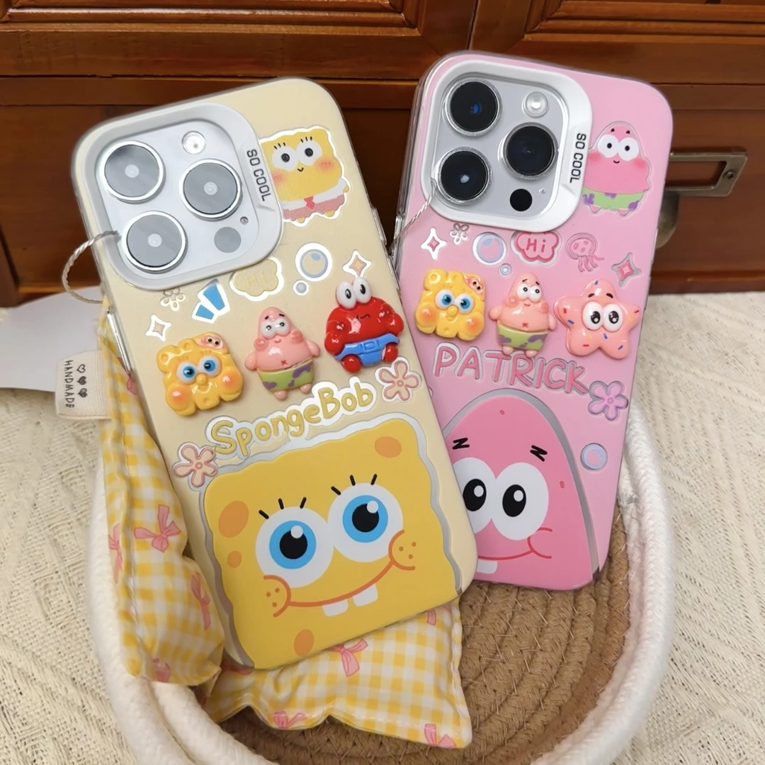 可爱立体海绵宝宝适用iphone15/13苹果手机壳14华为vivo小米oppo