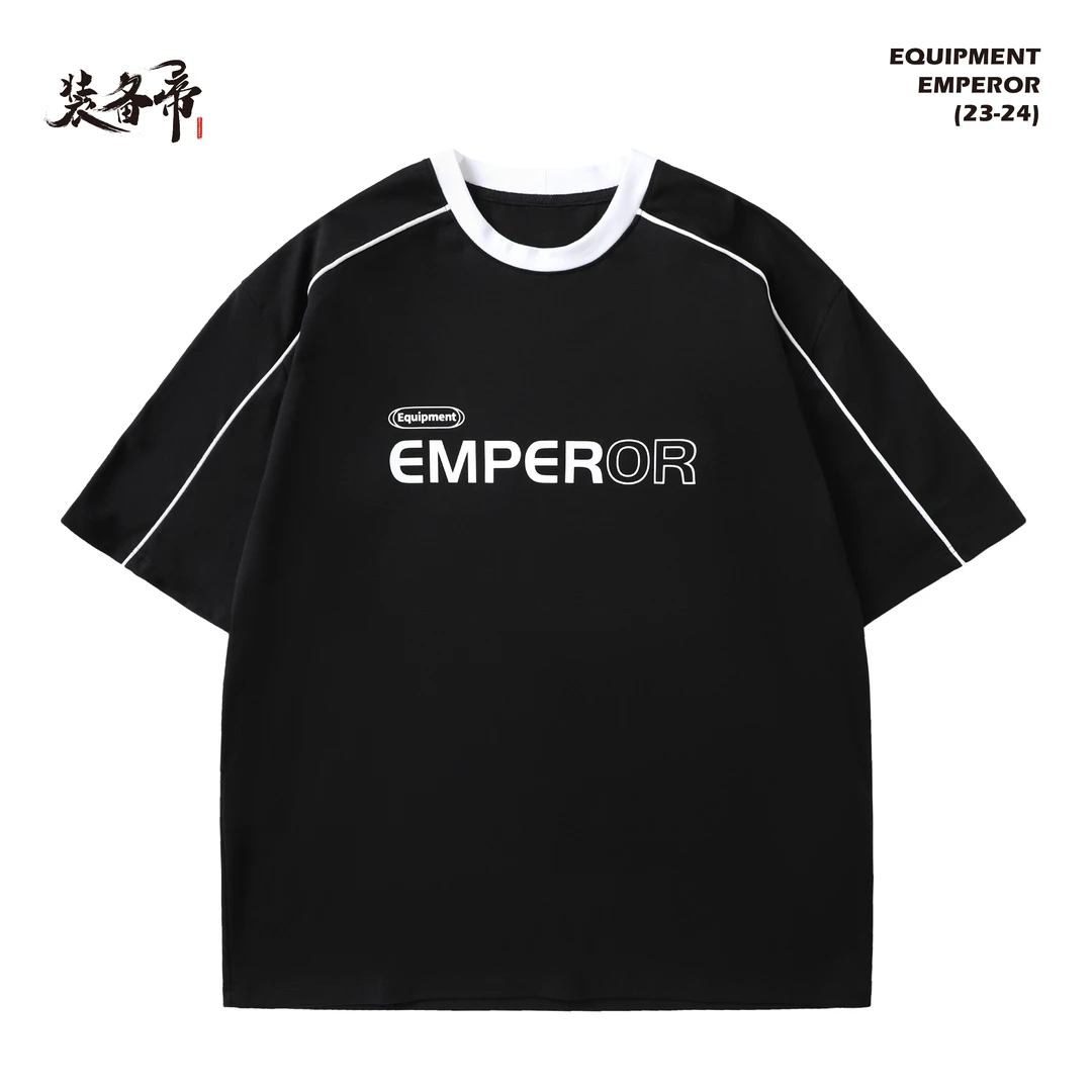 装备帝经典三杠美式短袖T恤字母印花纯棉宽松圆领半袖上衣情侣装