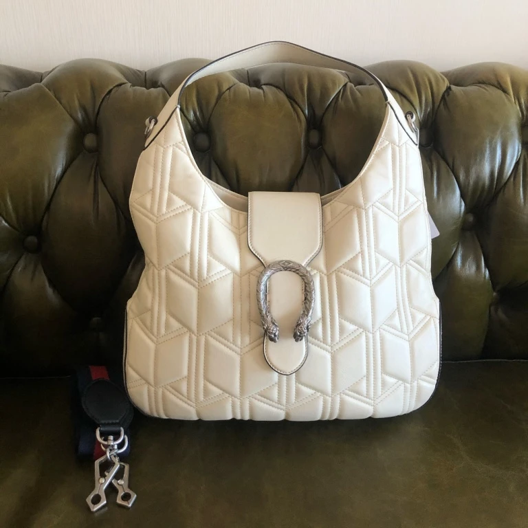 95新 GUCCI/古驰 安洁利【折扣仓专属】白色酒神腋下包WHZ20002