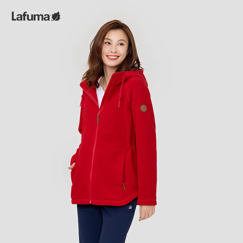 Lafuma乐飞叶连帽抓绒衣2024新款冬季摇粒绒开衫外套女LFJA4CR64