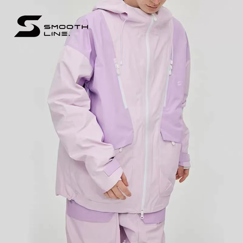 smooth line 浅紫色滑雪服单板双板防风防水透气户外男女同款套装
