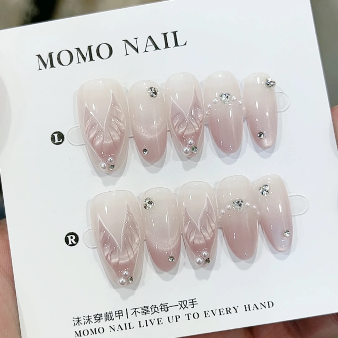 【人鱼微梦】纯手工穿戴美甲~手工穿戴甲美拉德钻