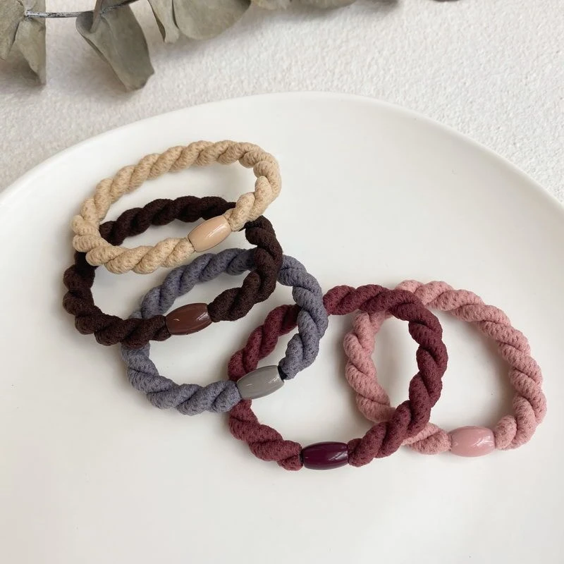 韩国高弹力加粗麻花基础皮筋成人头绳女黑色打底发圈绳扎头发简约