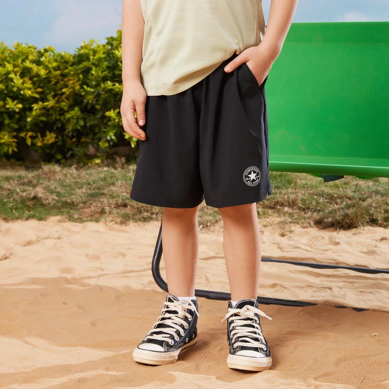 Converse匡威夏季透气儿童运动中大童男童夏季短裤中腰系带速干裤