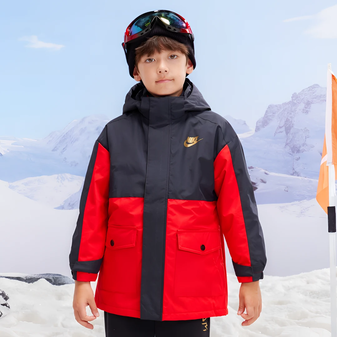 Nike耐克儿童冲锋衣防水防风冬外套中长款两件套棉服NKN-MW-K717