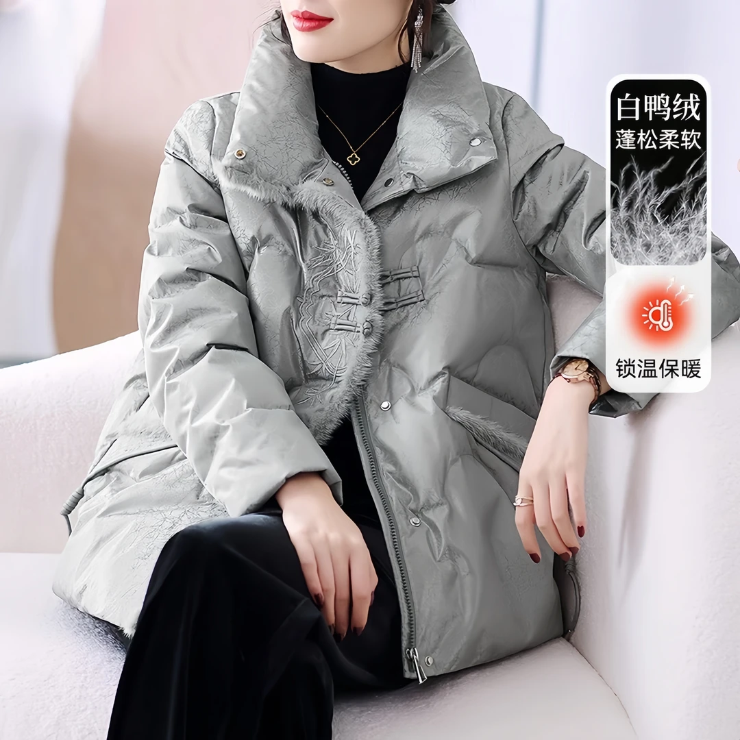 妈妈冬装2025新款洋气国风棉袄外套中老年人女新中式羽绒服奶奶款
