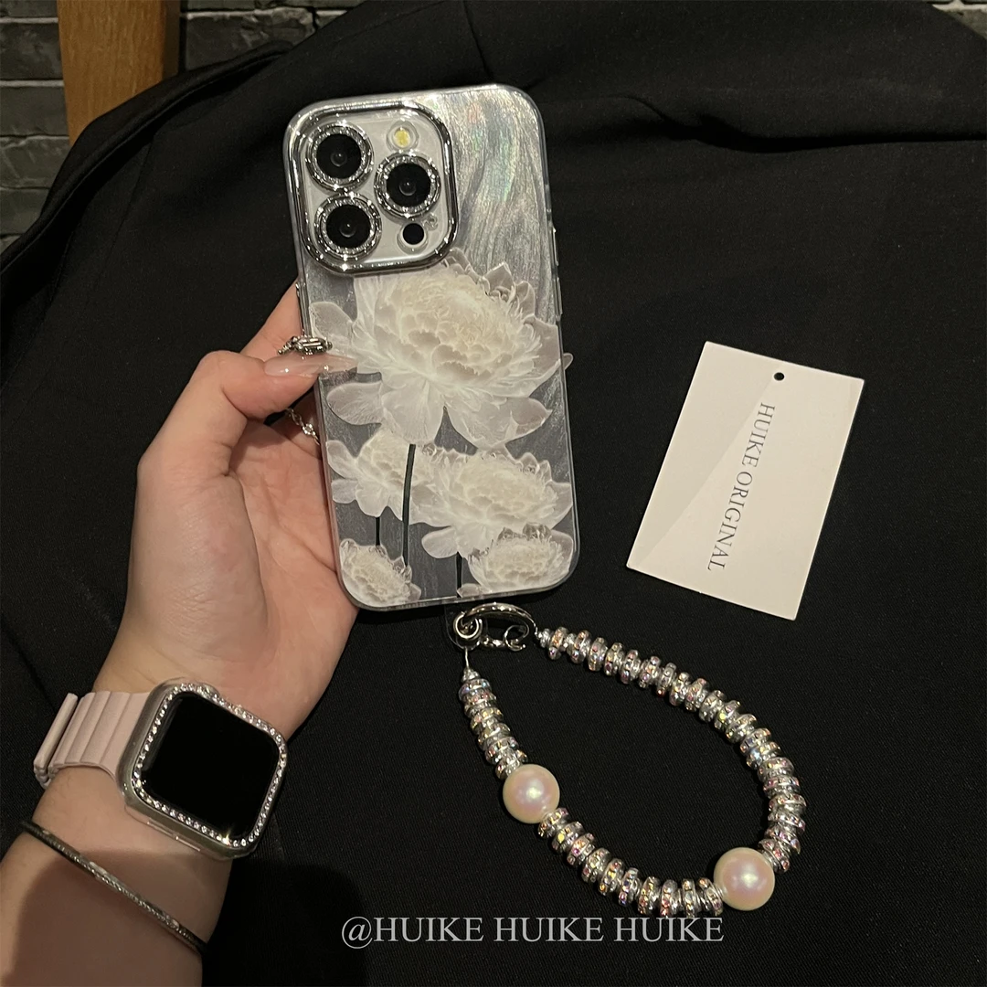 夏天薄羽纱花朵镜头膜适用苹果15手机壳iPhone14/13/12promax11