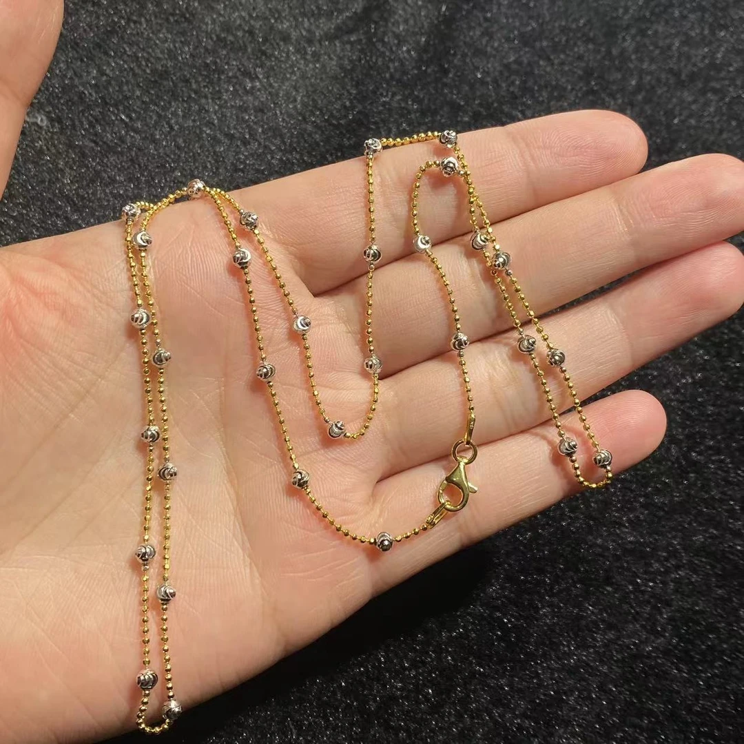 链子925银 【北野珠宝】15 Y13249-S925银爆闪珠珠项链-55cm