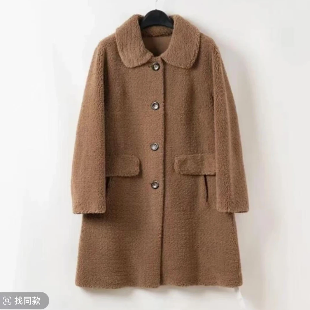 人造皮草 大衣断码秋冬大衣中长款羊剪绒外套女