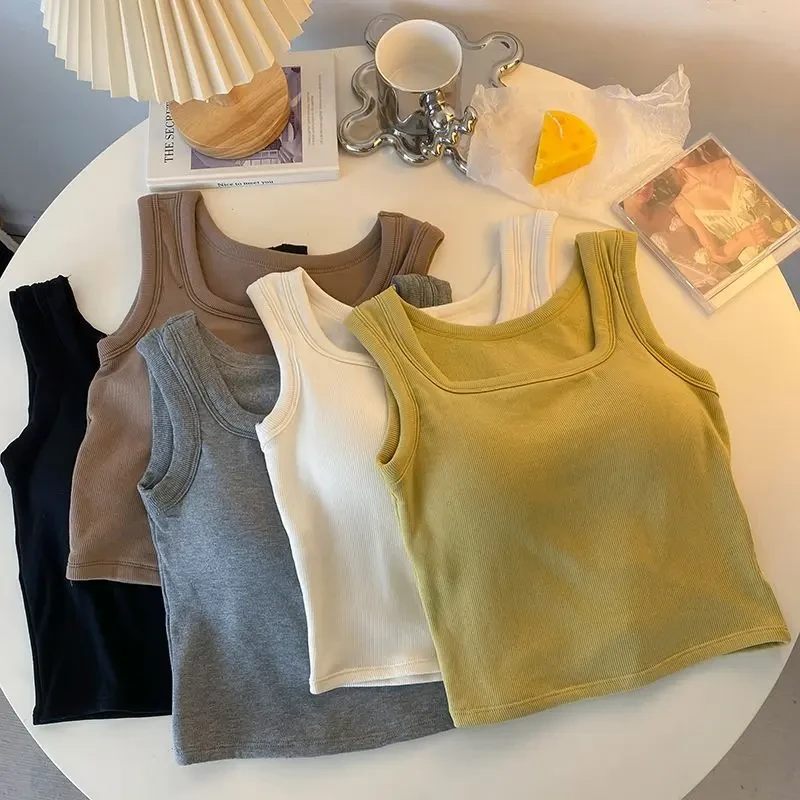 冬季新款带胸垫背心女内搭加厚磨毛免穿文胸小上衣保暖无袖打底衫