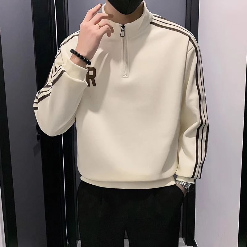 半拉链卫衣男士春秋潮牌痞帅上衣男装2024新款男士休闲春装男外套