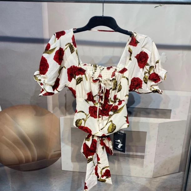 29-45雪纺衫碎花夏季上衣女装法式时尚气质女士