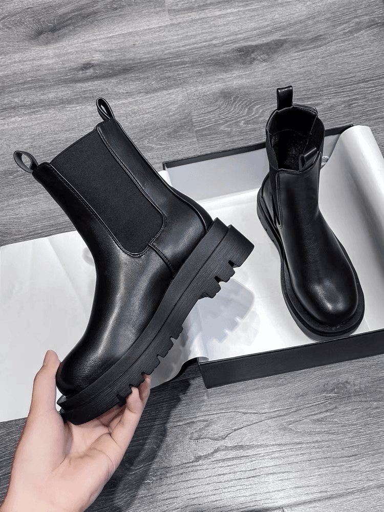 cb&ce 60311切尔西靴子炸街小短靴马丁靴女英伦风厚底高百搭烟筒靴