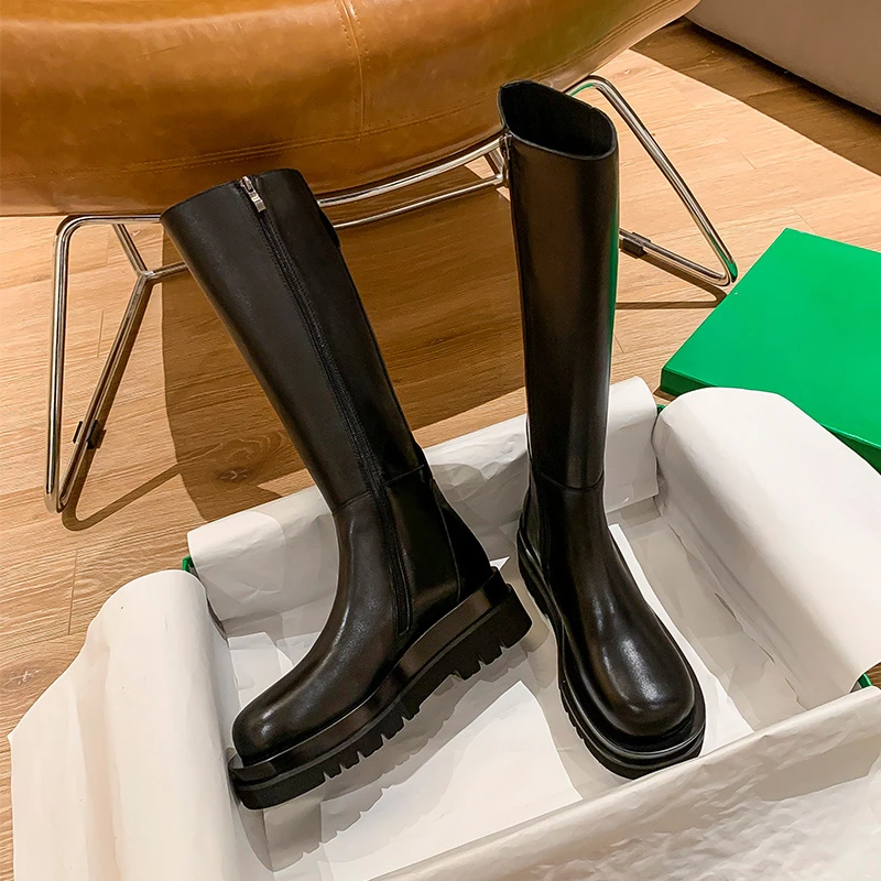 60363 长筒靴高筒骑士靴女厚底不过膝长靴子
