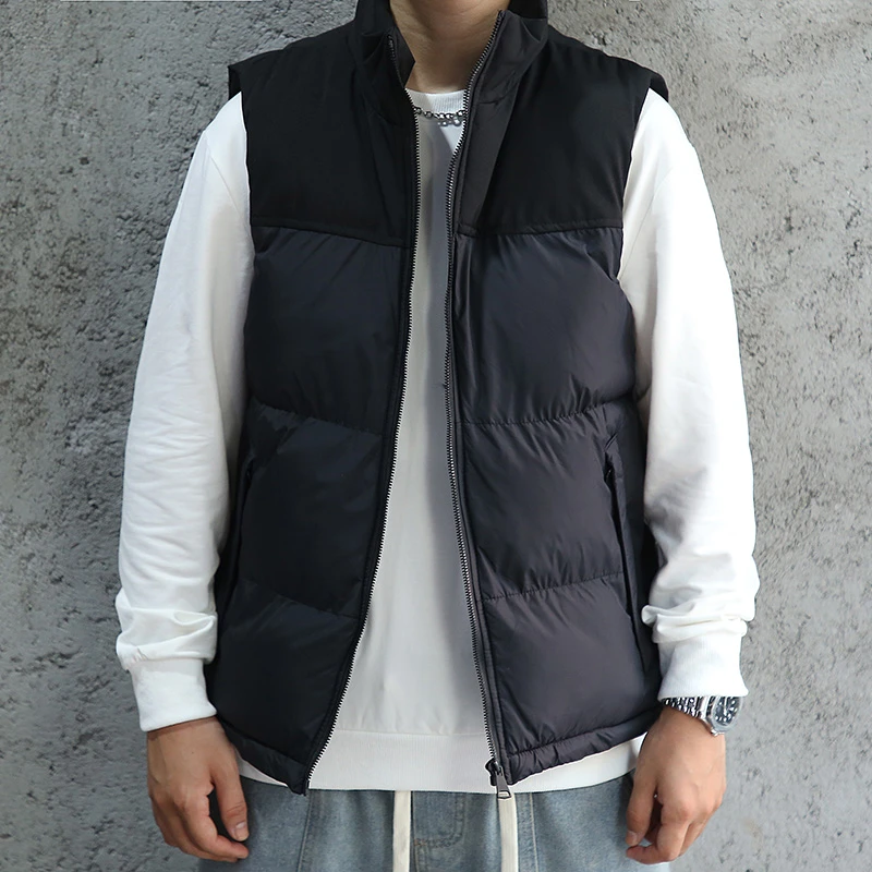 男士新款立领棉服马甲背心高级秋冬新款拼色保暖休闲户外无袖外套