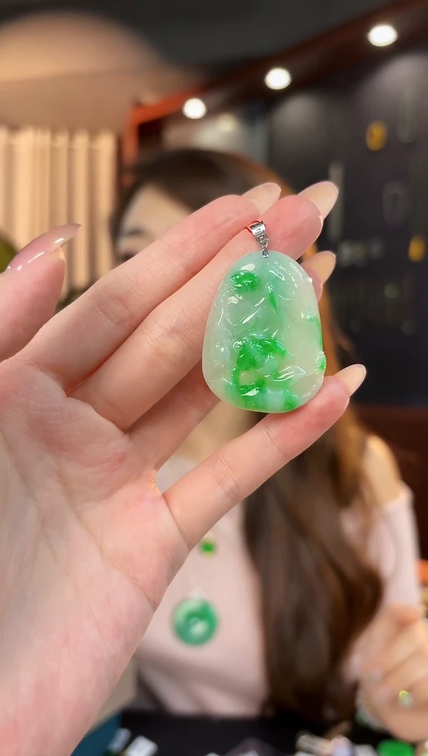 【闪购商品】翡翠颈饰18K金镶嵌缅料A货/支持复检/一件