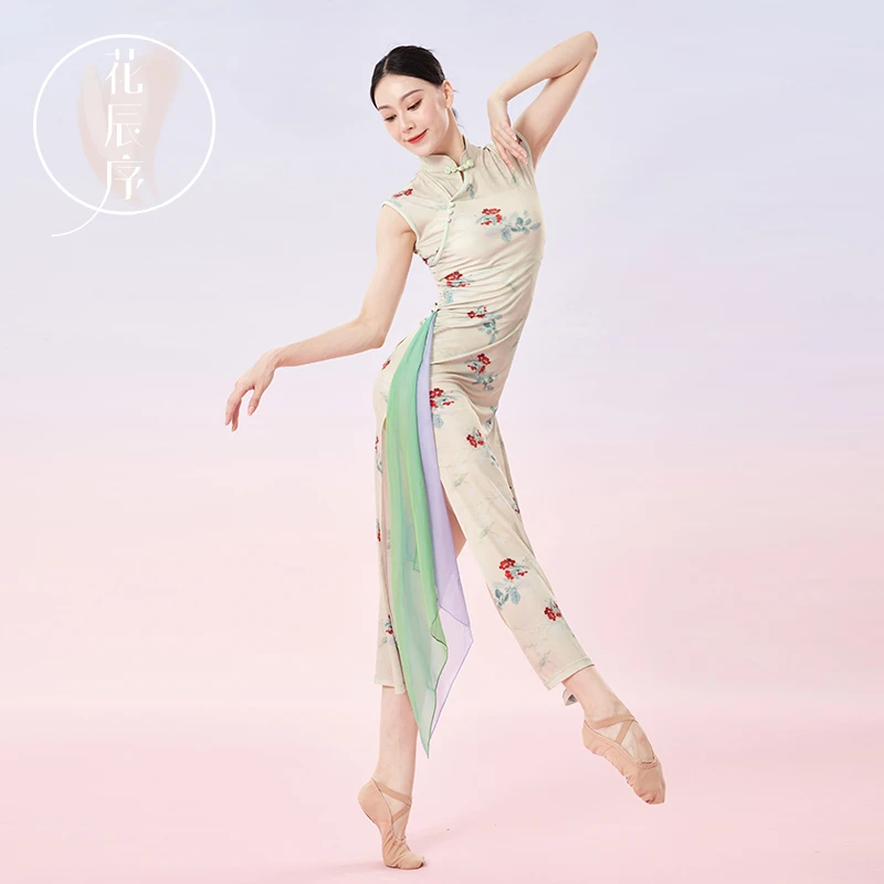 花辰序古典舞蹈服渐变色中国风身韵纱衣跳舞专用旗袍练功服演出服