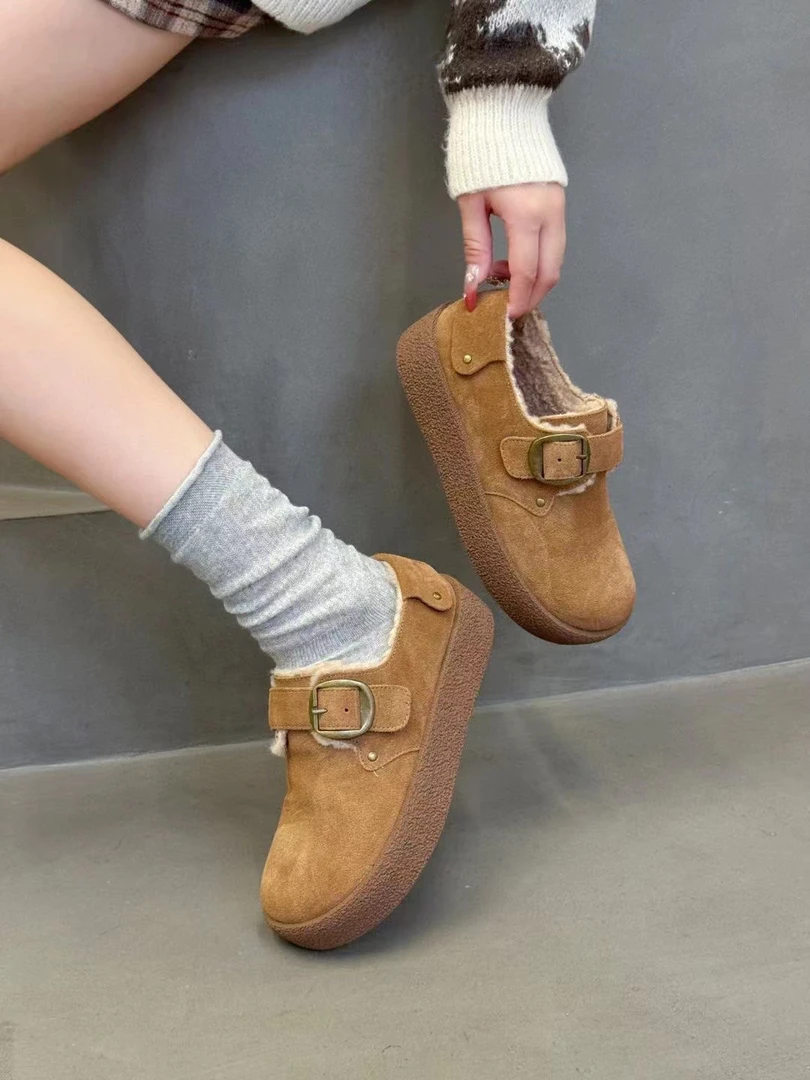 【安然优选】自留款磨砂皮牛筋底舒适百搭加绒鞋