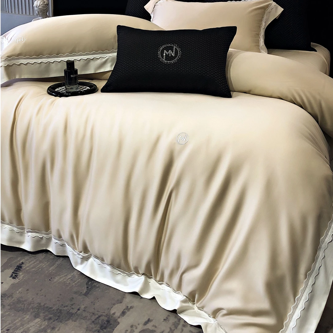 【贤公子家居】MN/慕奈  萝菈-轻奢简约款天丝棉花边工艺四件套