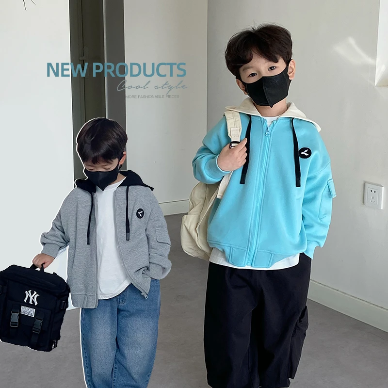 DZ3515 ivan家童装2023春装新品男童袖子口袋针织外套 彭