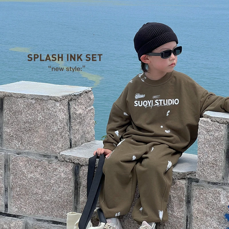 【套装  剩，100 110】儿童休闲长袖泼墨套装 杨ivan家童装 DZ3803