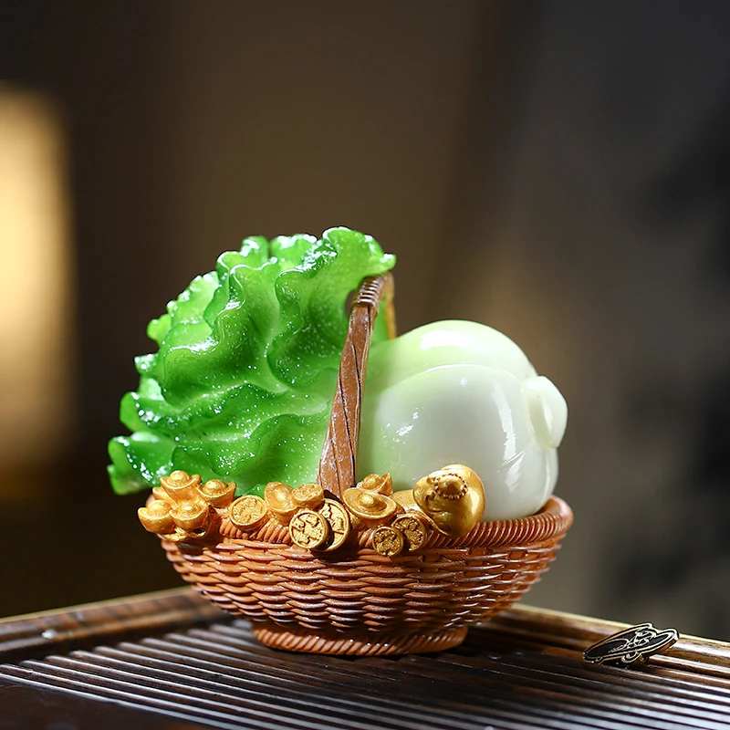 遇水变色白菜宠物摆件如意茶具配件茶玩茶台装饰品茶道摆设茶艺