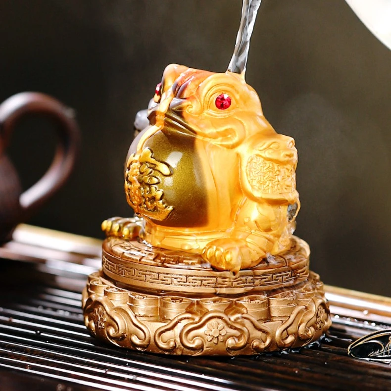 变色茶宠精品可养时来运转茶桌茶台用品茶从宠茶玩金蟾中式蟾蜍