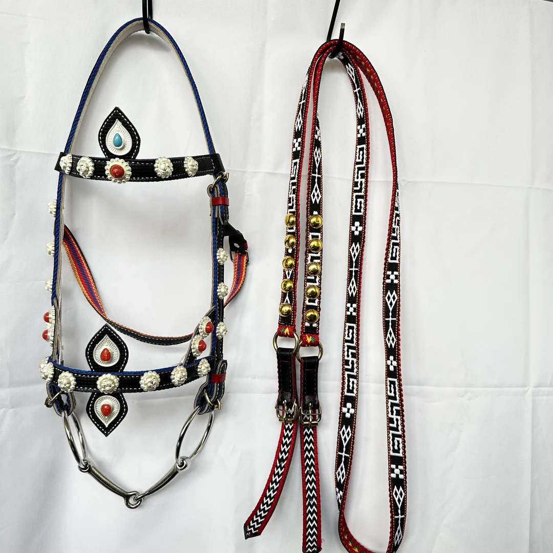 新款工艺马嚼子升级加厚藏式水勒民族马嚼子骑马缰绳一套发邮政