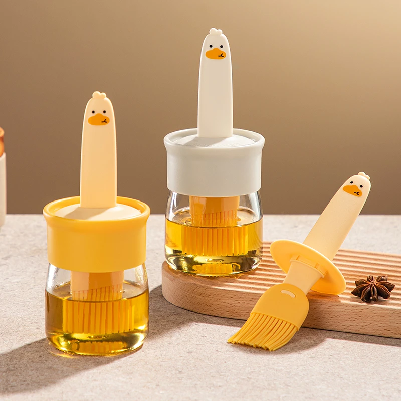 【摩登主妇】油刷耐高温油瓶一体玻璃厨房食品级硅胶刷烘焙烧烤刷