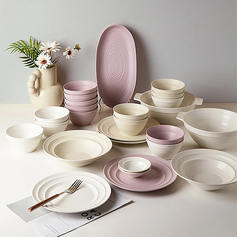 摩登主妇琉森奶油风高颜值餐具碗套装高级感乔迁新居乔迁送礼